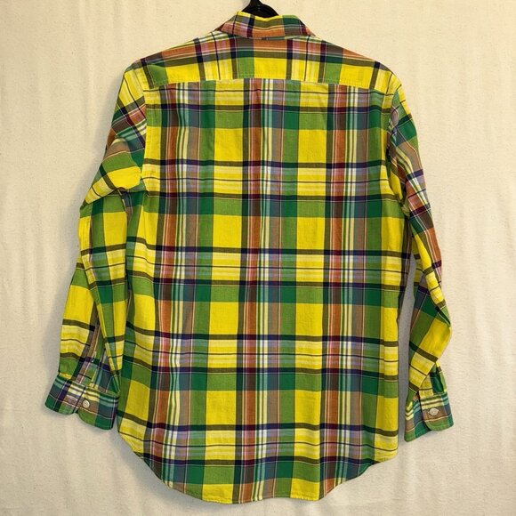 Polo Ralph Lauren Long Sleeve Oxford Cotton Shirt Mens Size XL Plaid EUC Yellow - Picture 7 of 9